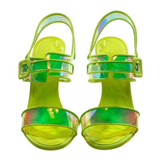 Loubi Duniss 100 Neon Fluoro Yellow Strappy High Heels