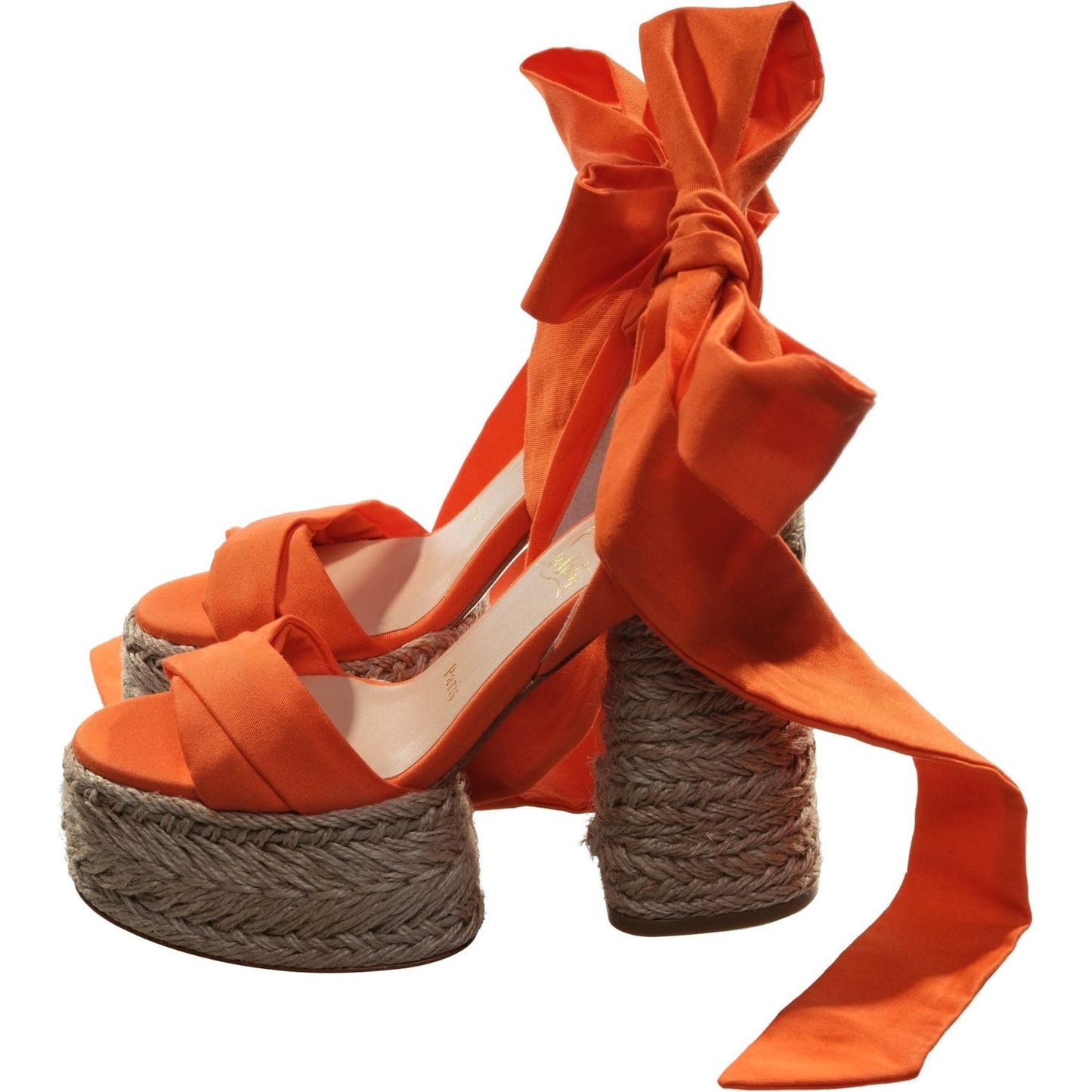 Mariza du Desert Orange and Natural Ankle Wrap Around High Heel Wedges
