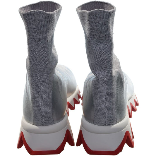 Sharky Sock Flat Silver Maille Lurex Sneakers Christian Louboutin