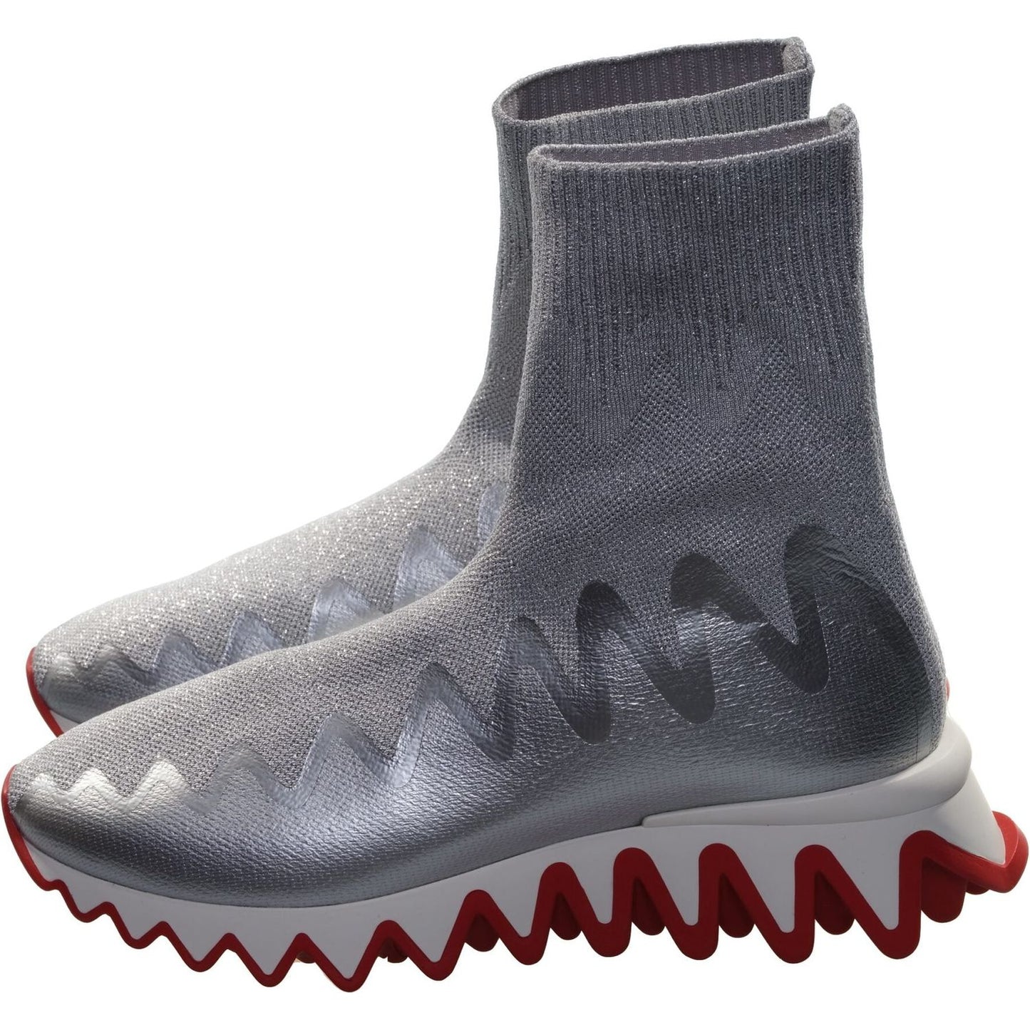 Christian Louboutin Sharky Sock Flat Silver Maille Lurex Sneakers sharky-sock-flat-silver-maille-lurex-sneakers