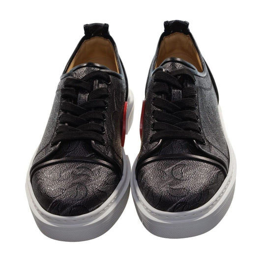 Adolan Donna Flat Black Leather Sneaker