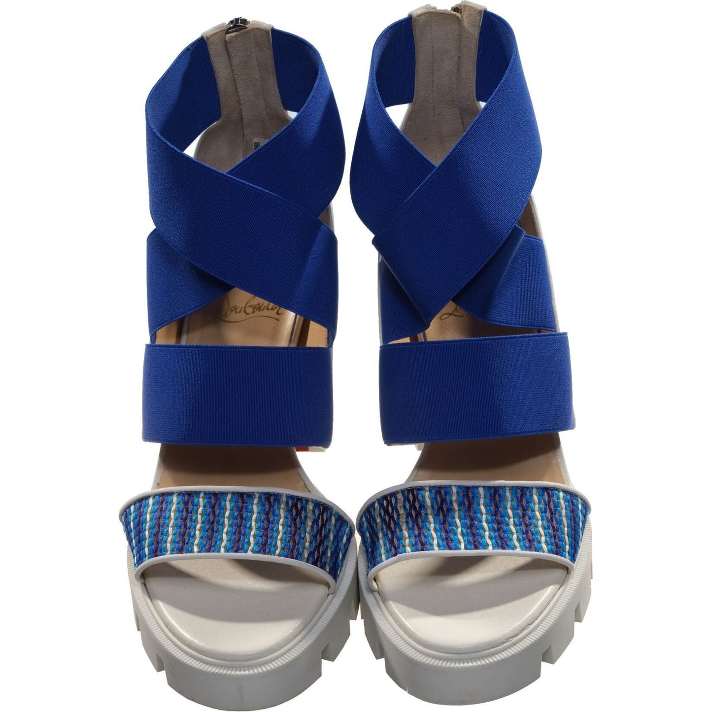 Christian Louboutin Patrouigoma 100 Blue White Rubber And Elastic Platform Heels patrouigoma-100-blue-white-rubber-and-elastic-platform-heels