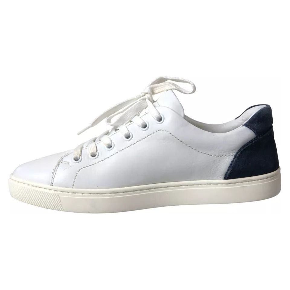 White Black Leather Low Top Sneakers Portofino Shoes