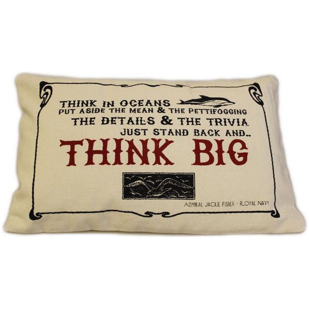 CUSCINI LETTERARI - Copricuscino in Juta lavata / Cotton pillow case THINK BIG - Size 38x25cm FASHION ACCESSORIES