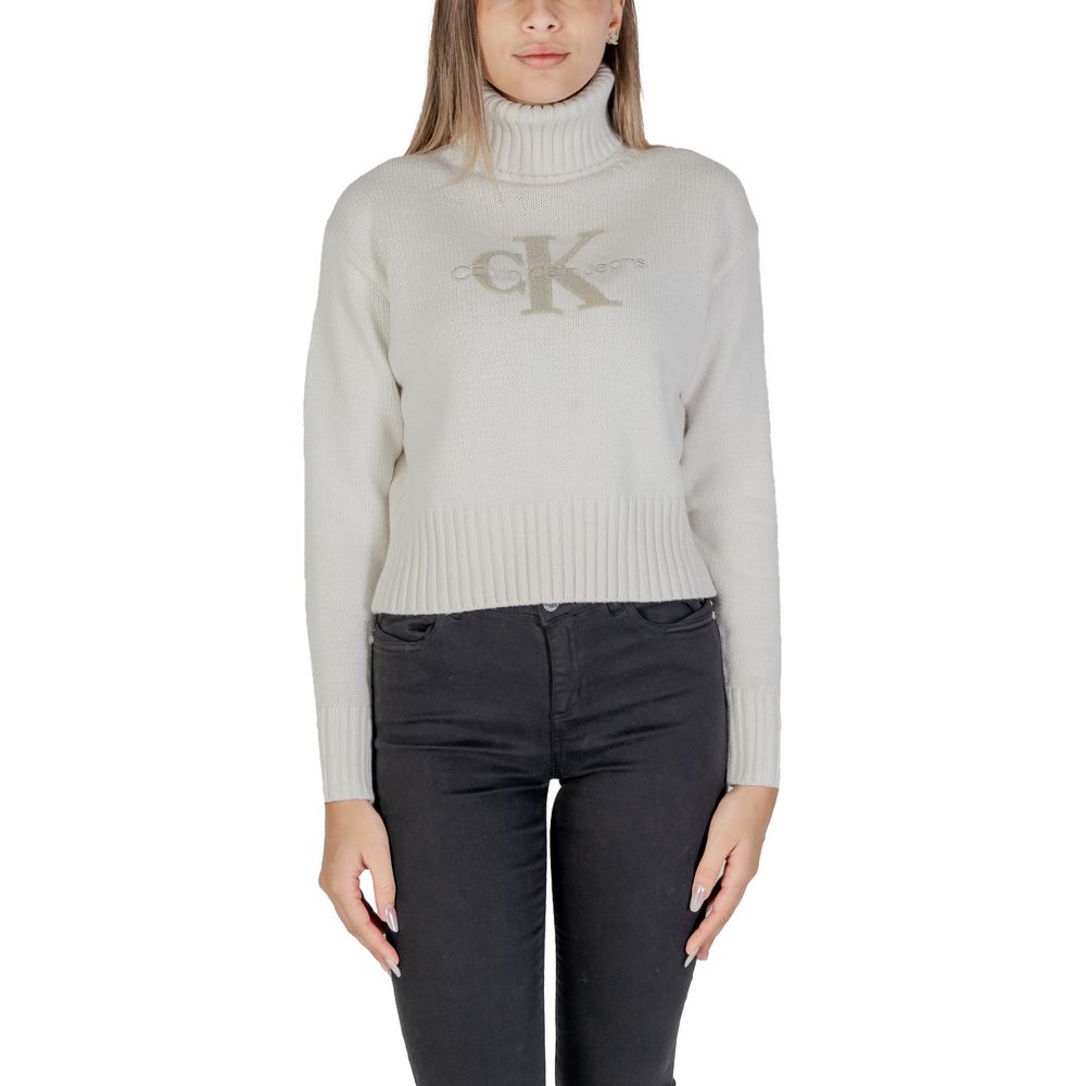 Calvin Klein Jeans Cream Cotton Turtleneck Calvin Klein Jeans