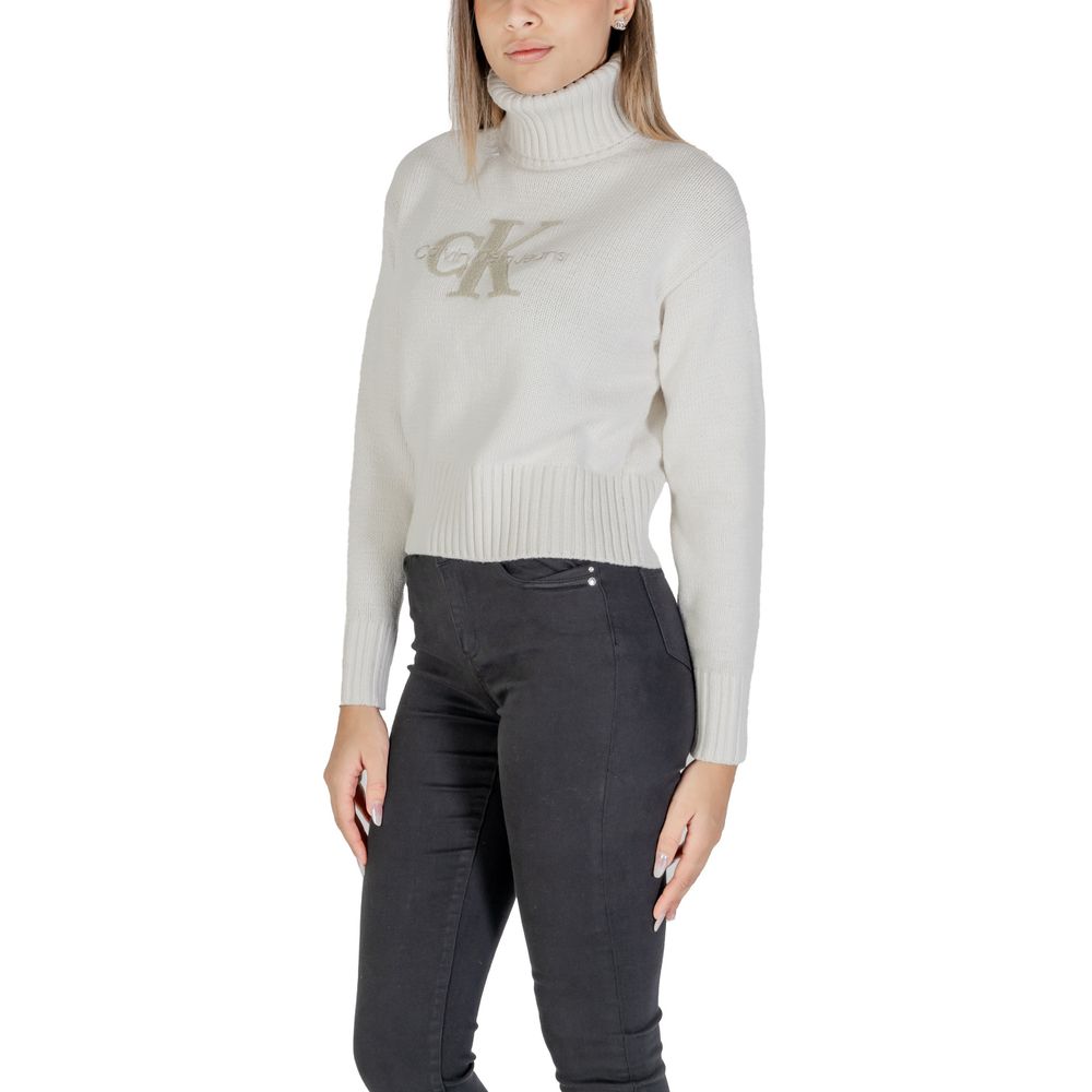 Calvin Klein Jeans Cream Cotton Turtleneck Calvin Klein Jeans