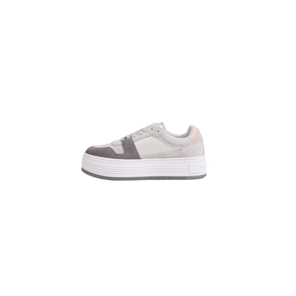 Calvin Klein Jeans Gray Leather Platform Sneakers Calvin Klein Jeans