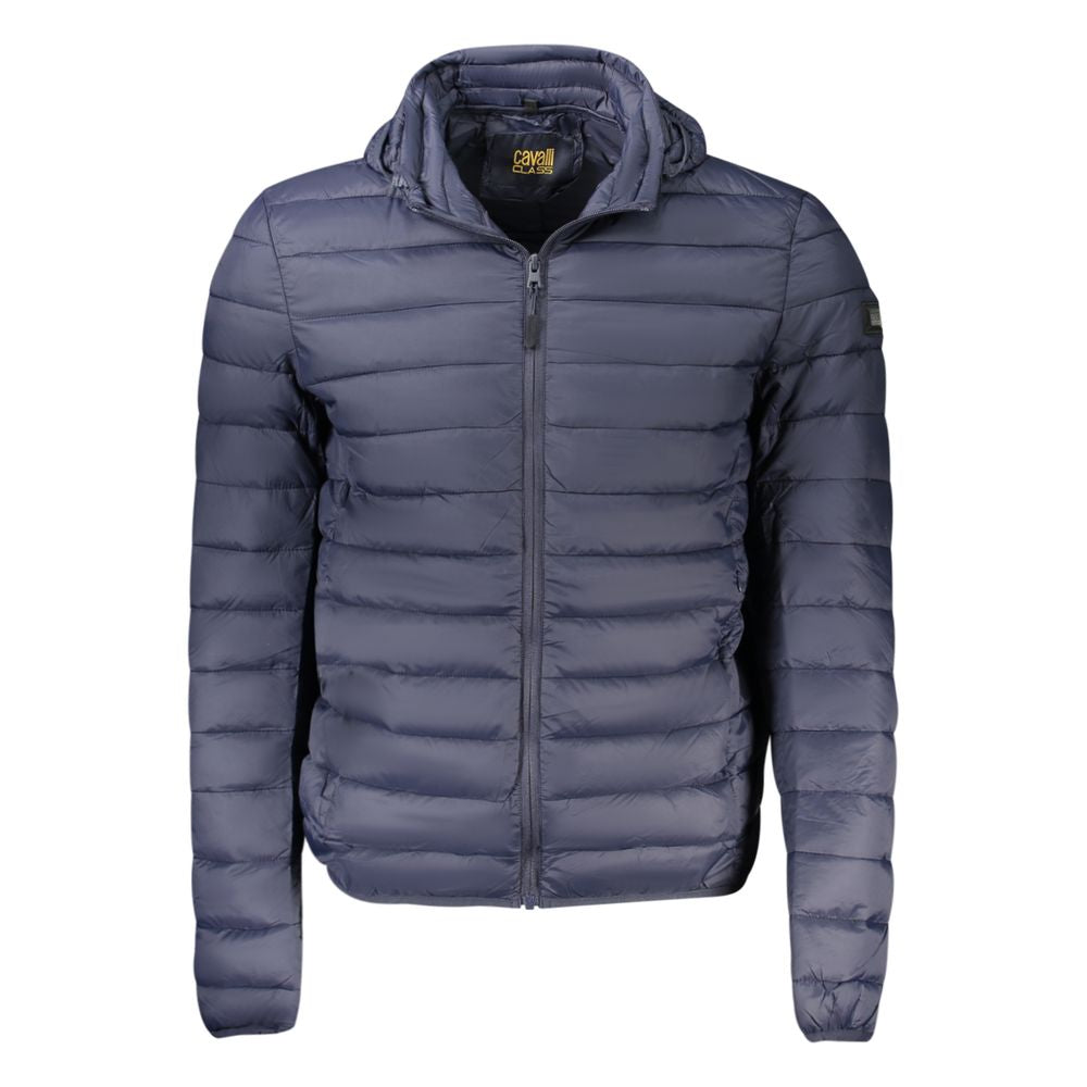 Cavalli Class Blu Polyester Men Jacket 1728,67403481248,Blue,Cavalli Class,Clothing,Jackets & Coats - Clothing,L,M,Men,New with tags,S,Shell Jackets - Jackets & Coats - Clothing,XL,XXL