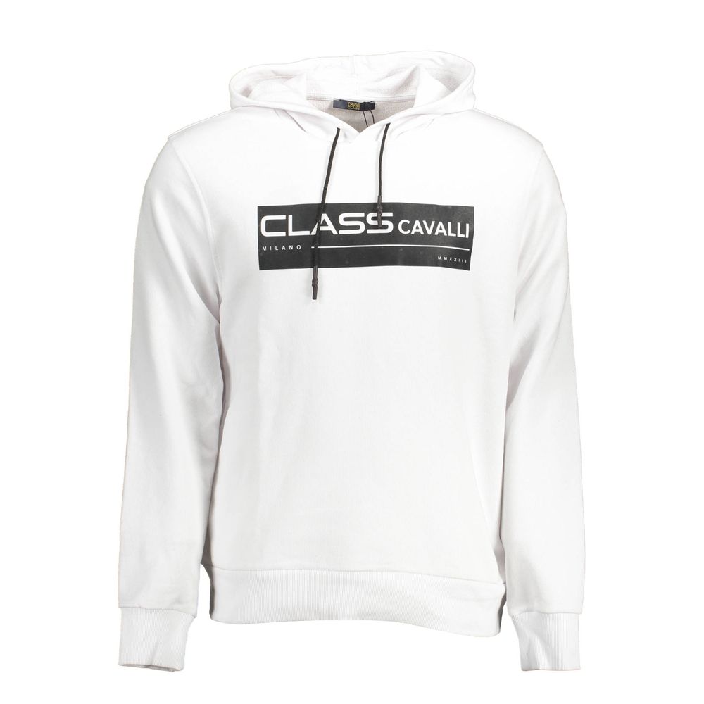 Cavalli Class White Cotton Men Sweatshirt Cavalli Class