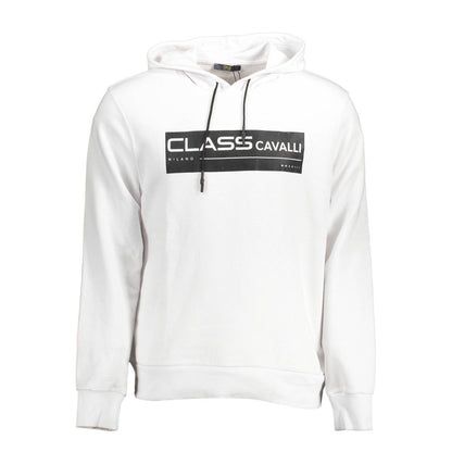 Cavalli Class White Cotton Men Sweatshirt Cavalli Class