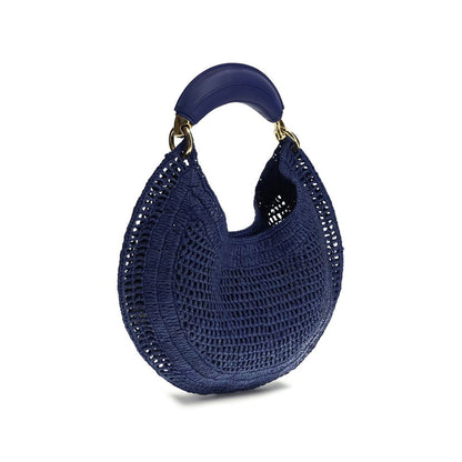 Chloé Blue Raffia The Summer Banana Shoulder Bag