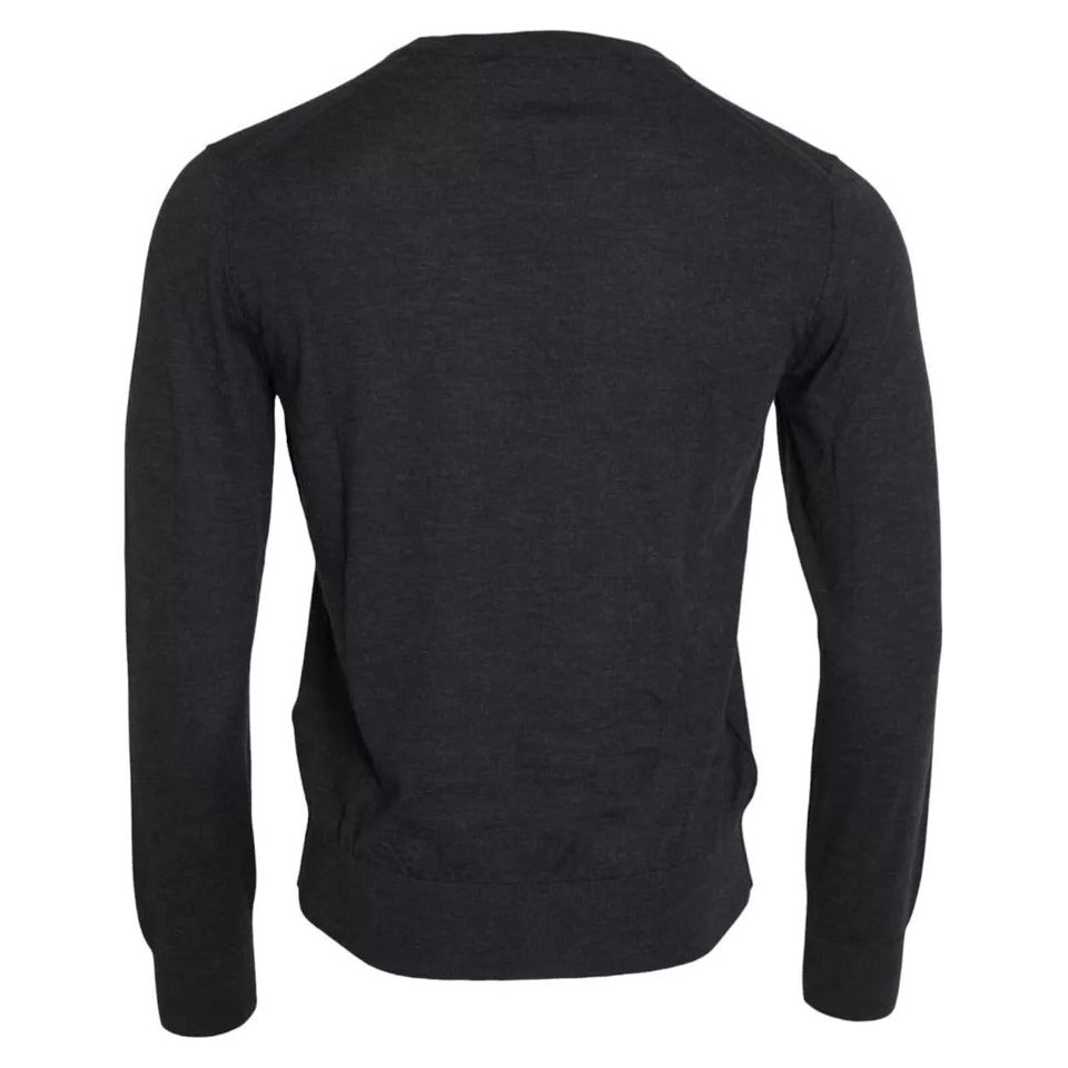 Dark Gray Cashmere Crewneck Pullover Sweater