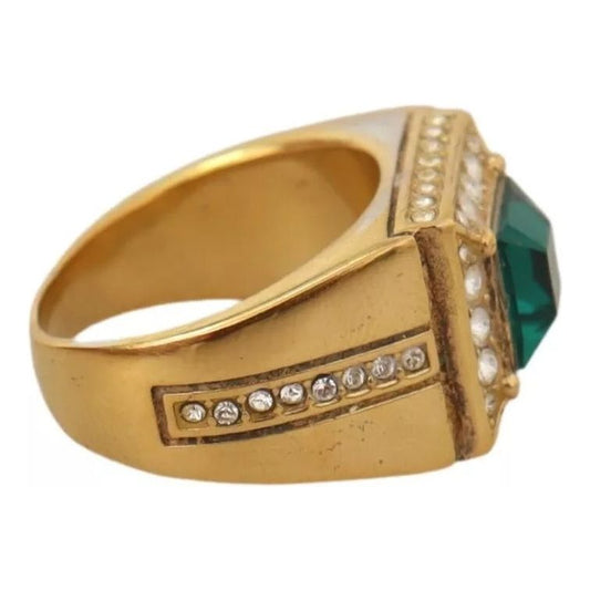 Gold Plated 925 Silver Green Crystal Ring