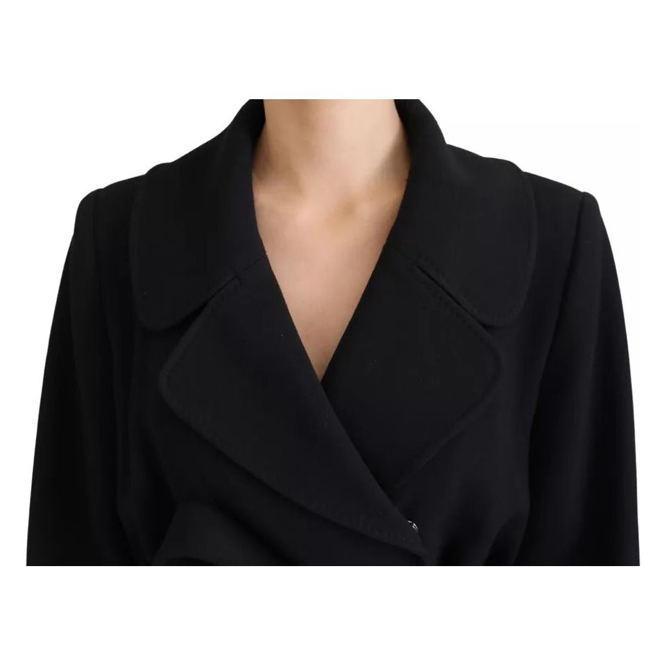 Black Double Breasted Belted Blazer Jacket