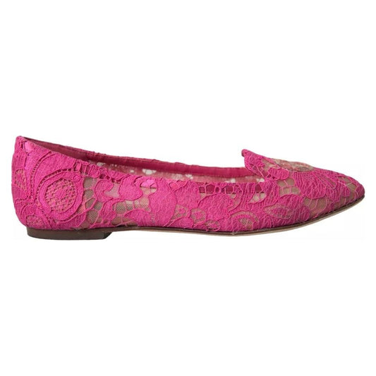 Pink Taormina Lace Slip On Flats Shoes