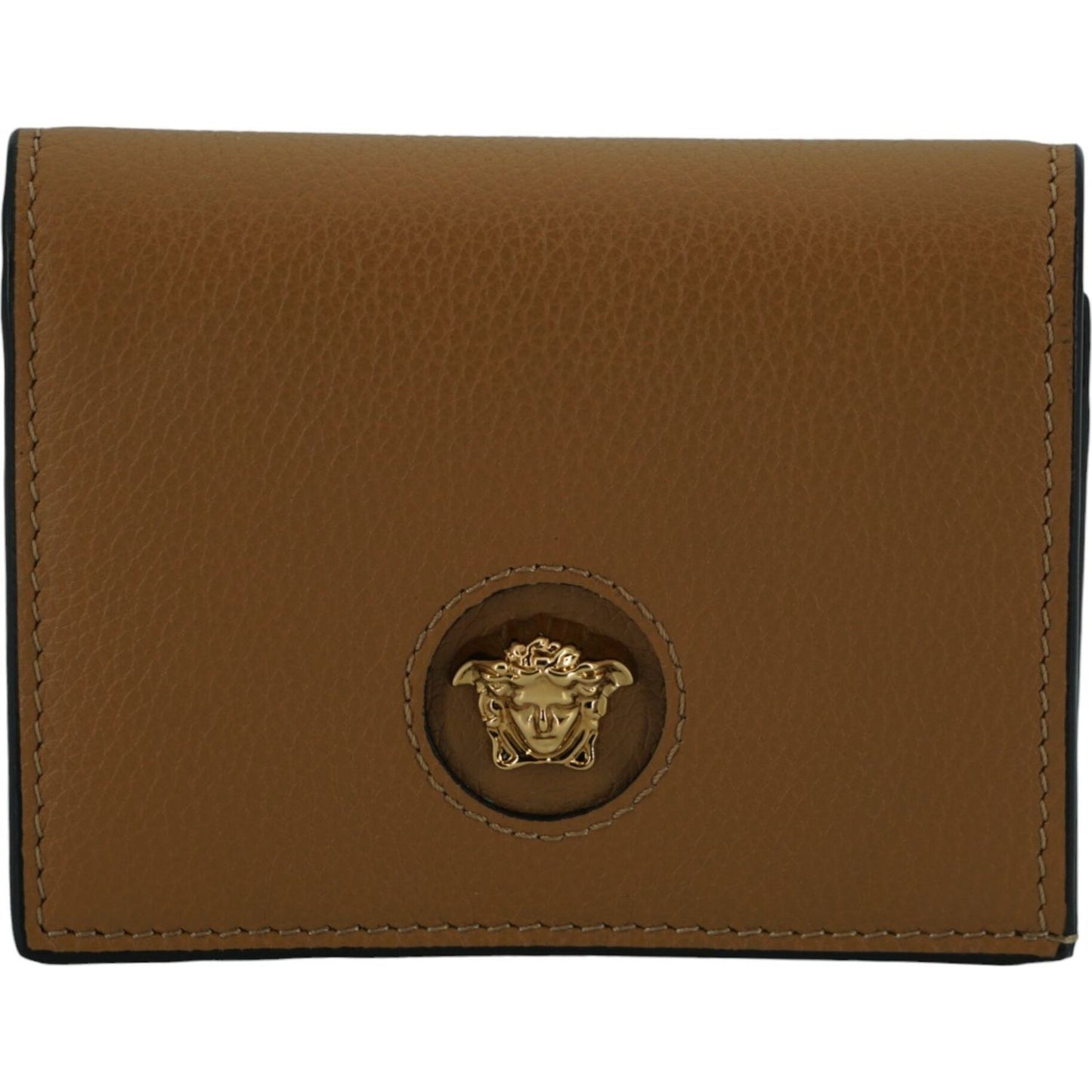 Versace Elegant Compact Leather Wallet in Brown brown-calf-leather-compact-wallet