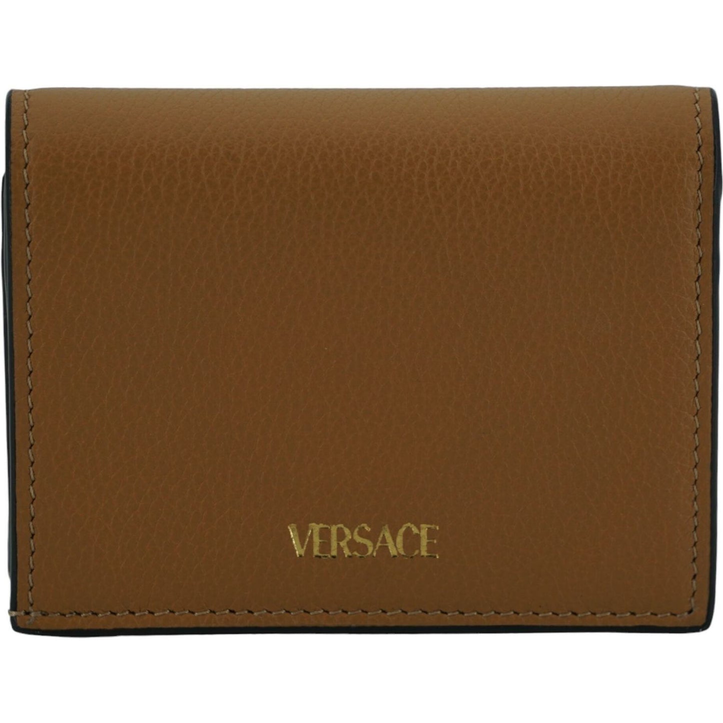 Versace Elegant Compact Leather Wallet in Brown brown-calf-leather-compact-wallet
