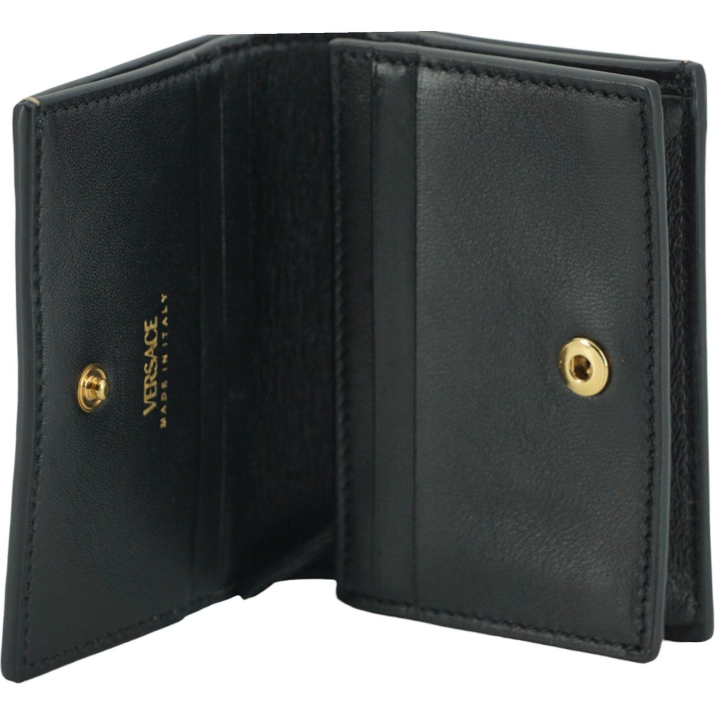 Versace | Elegant Compact Leather Wallet in Brown| McRichard Designer Brands   