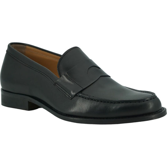 Saxone of Scotland | Elegant Black Calf Leather Loafers for Men| McRichard Designer Brands   