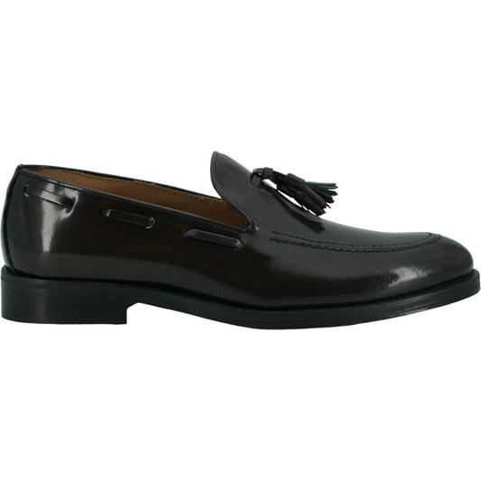 Saxone of Scotland | Elegant Dark Brown Calf Leather Loafers| McRichard Designer Brands   