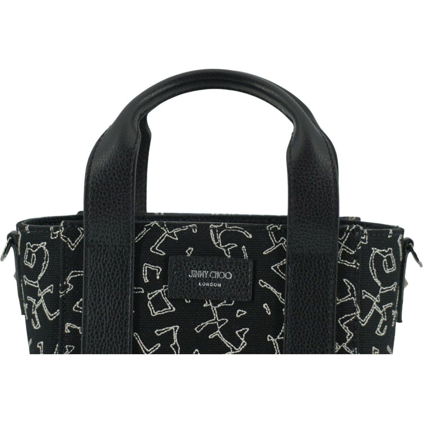 Jimmy Choo Black Leather and Canvas Small Tote Bag black-leather-and-canvas-small-tote-bag