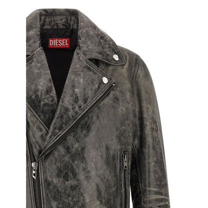 Diesel Gray Cowhide Leather Jacket