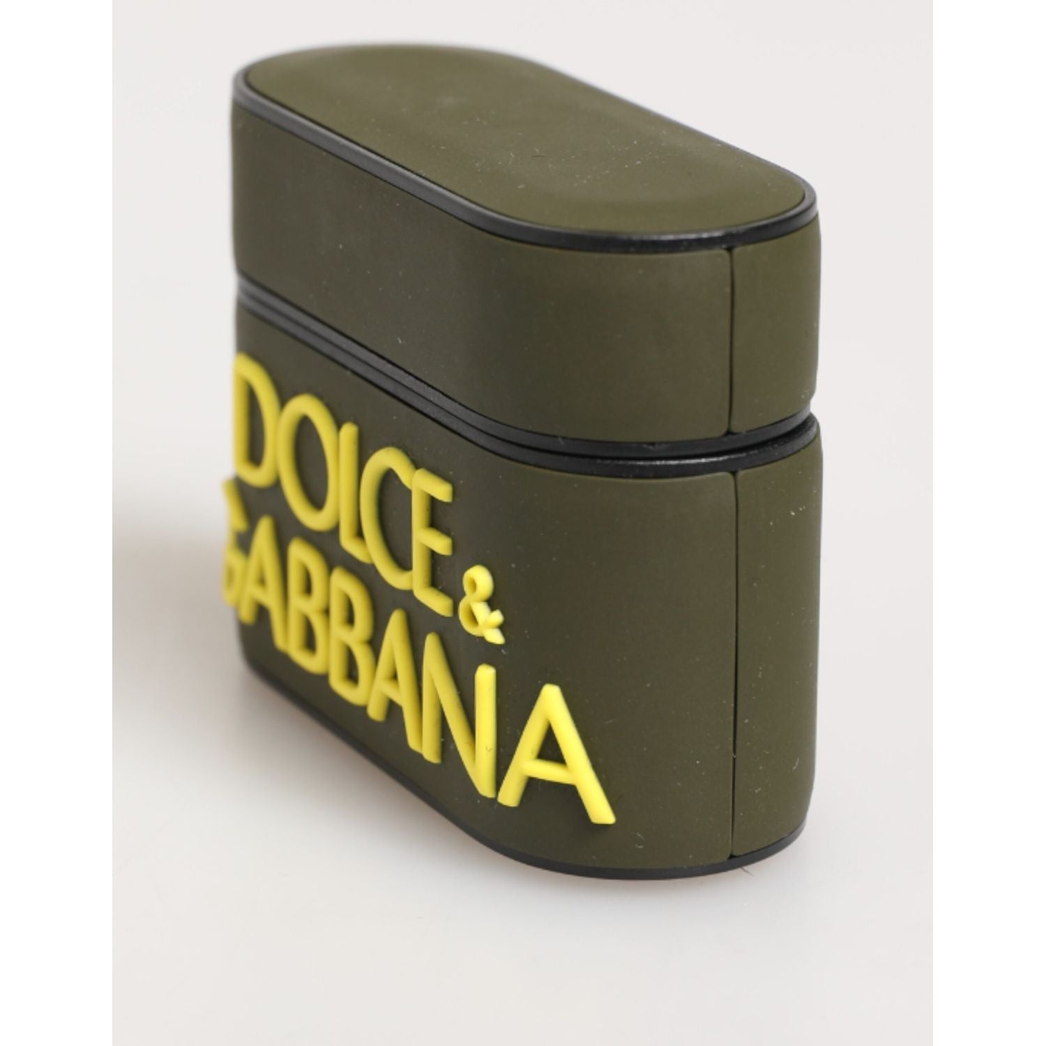Dolce & Gabbana Army Green Rubber Logo Embossed Accessory  Airpods Case
