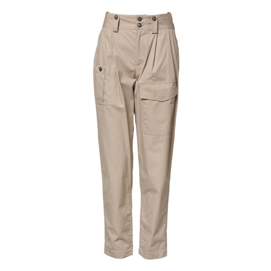 Dolce & Gabbana Beige Cotton High Waisted Pants Dolce & Gabbana