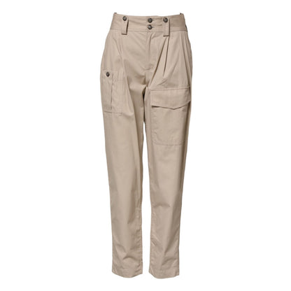 Dolce & Gabbana Beige Cotton High Waisted Pants Dolce & Gabbana