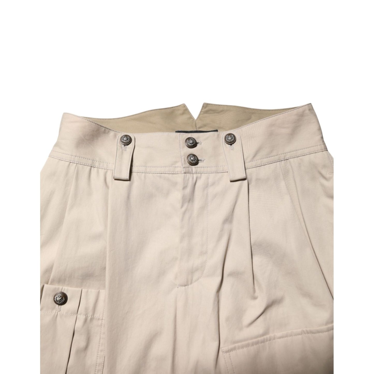 Dolce & Gabbana Beige Cotton High Waisted Pants Dolce & Gabbana