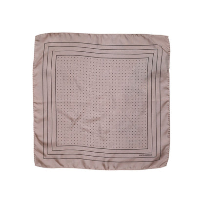 Dolce & Gabbana Beige Dotted Silk Square Men Foulard Scarf Dolce & Gabbana