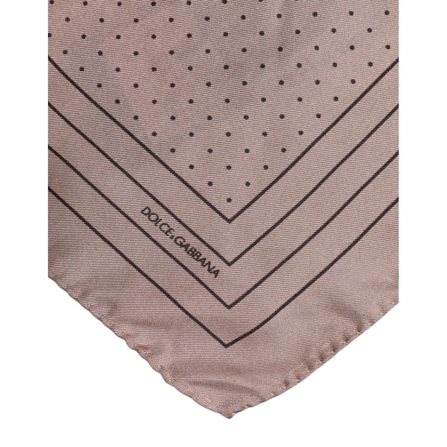 Dolce & Gabbana Beige Dotted Silk Square Men Foulard Scarf Dolce & Gabbana