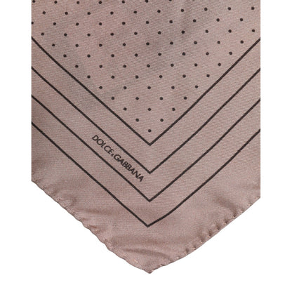 Dolce & Gabbana Beige Dotted Silk Square Men Foulard Scarf Dolce & Gabbana