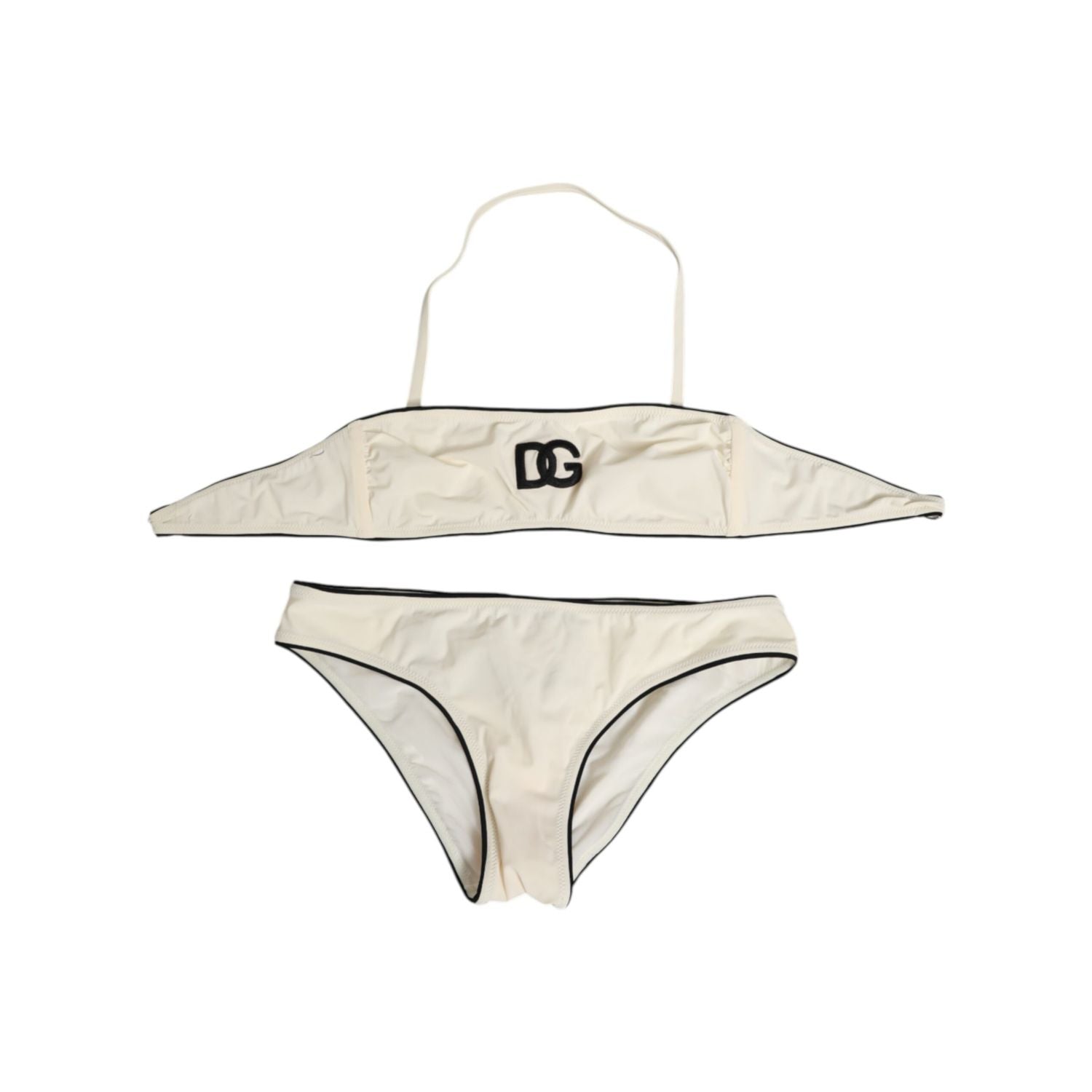 Dolce & Gabbana Beige Logo Swimsuit 2 Piece Top Bottom Swimwear