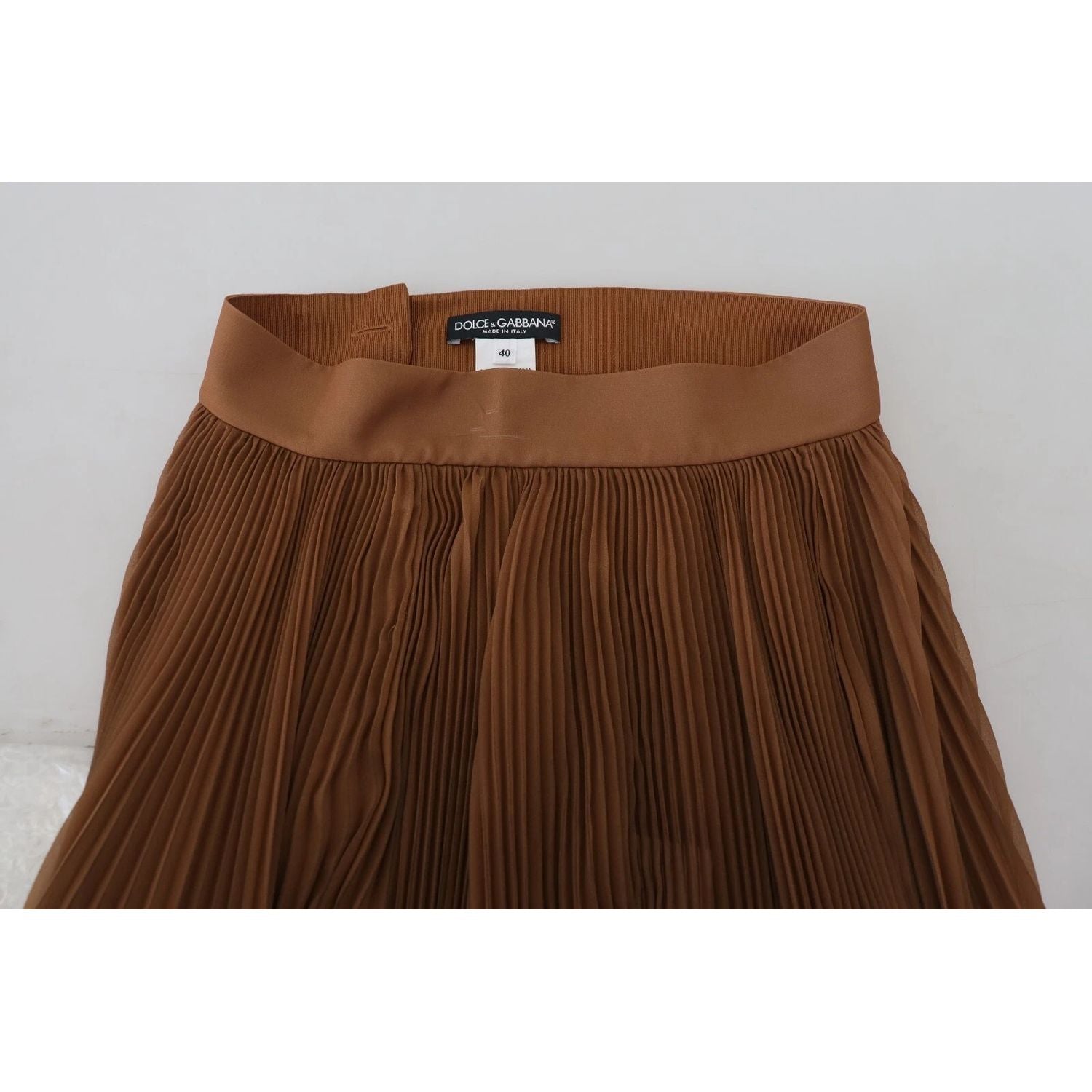 Dolce & Gabbana Beige Longuette Plisse Chiffon Midi Skirt