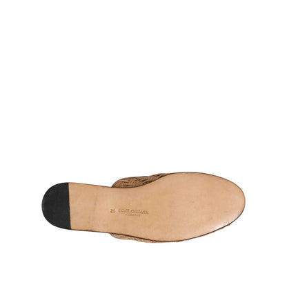 Dolce & Gabbana Beige Rattan Flat Mule Men Sandals Shoes Dolce & Gabbana