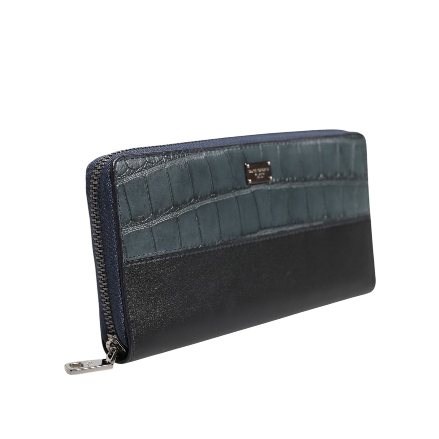 Dolce & Gabbana Black Blue Exotic Leather Men Continental Clutch Wallet