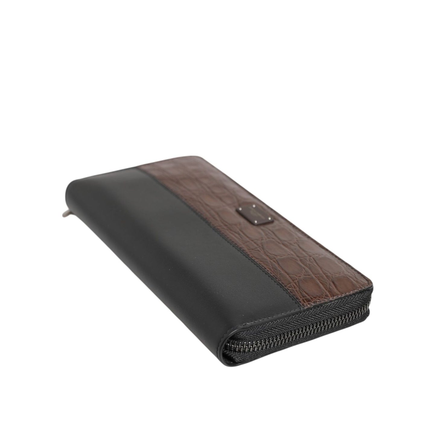 Dolce & Gabbana Black Brown Exotic Leather Men Continental Clutch Wallet