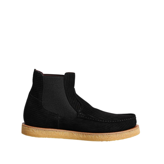 Dolce & Gabbana Black Calf Suede Slip On Ankle Boots Shoes Dolce & Gabbana