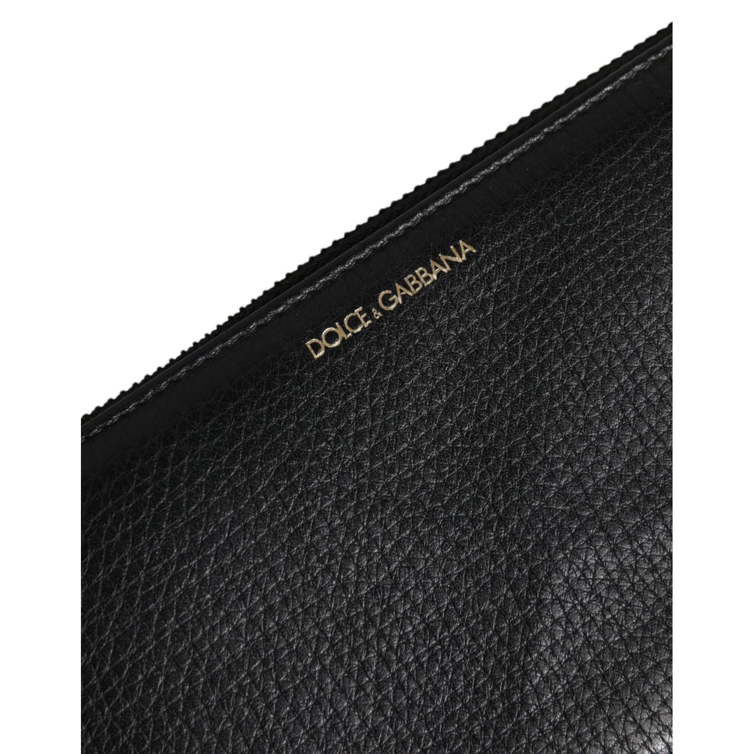 Dolce & Gabbana Black Calfskin Leather Logo Zip Around Continental Wallet