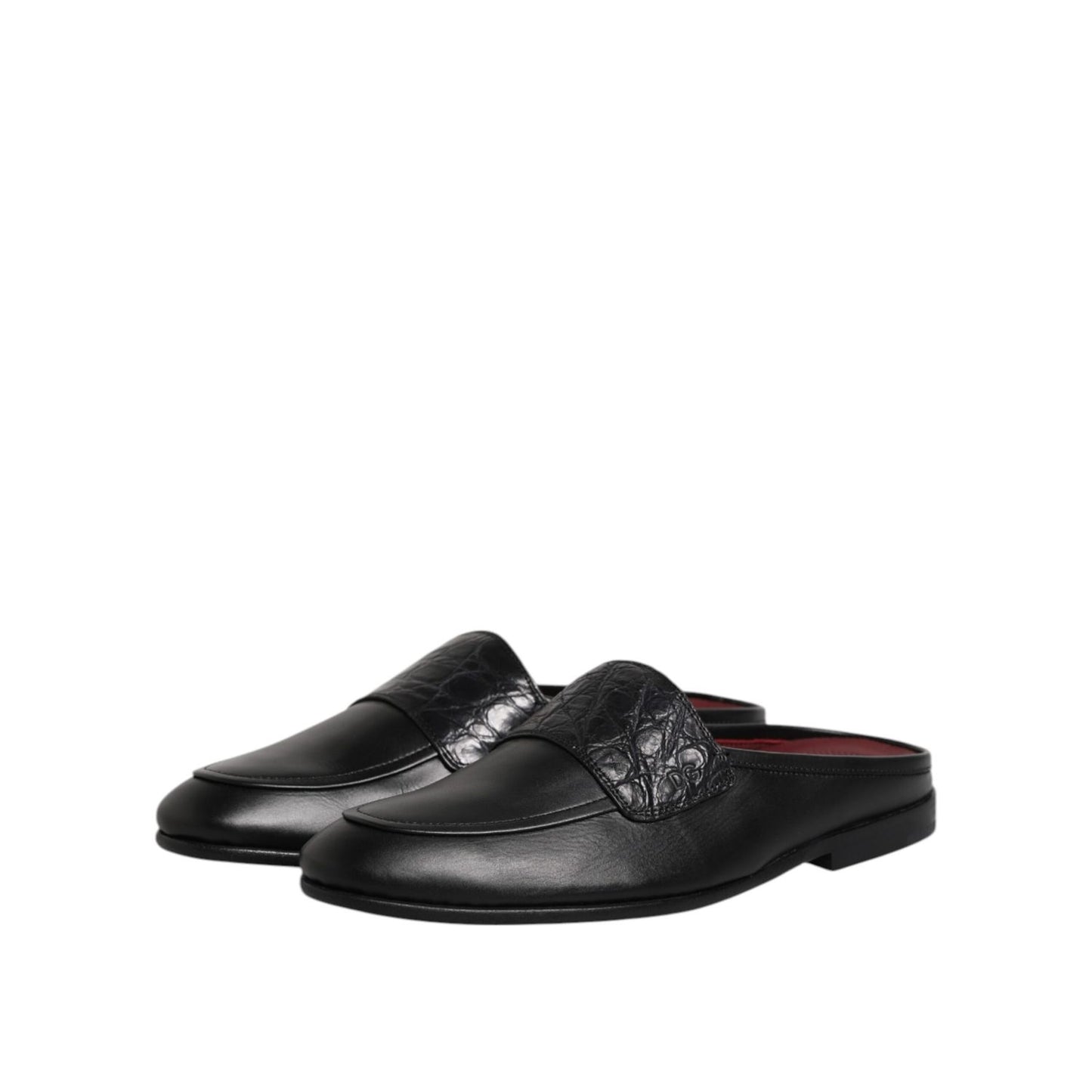 Dolce & Gabbana Black Calfskin Leather Slip On Loafers Shoes