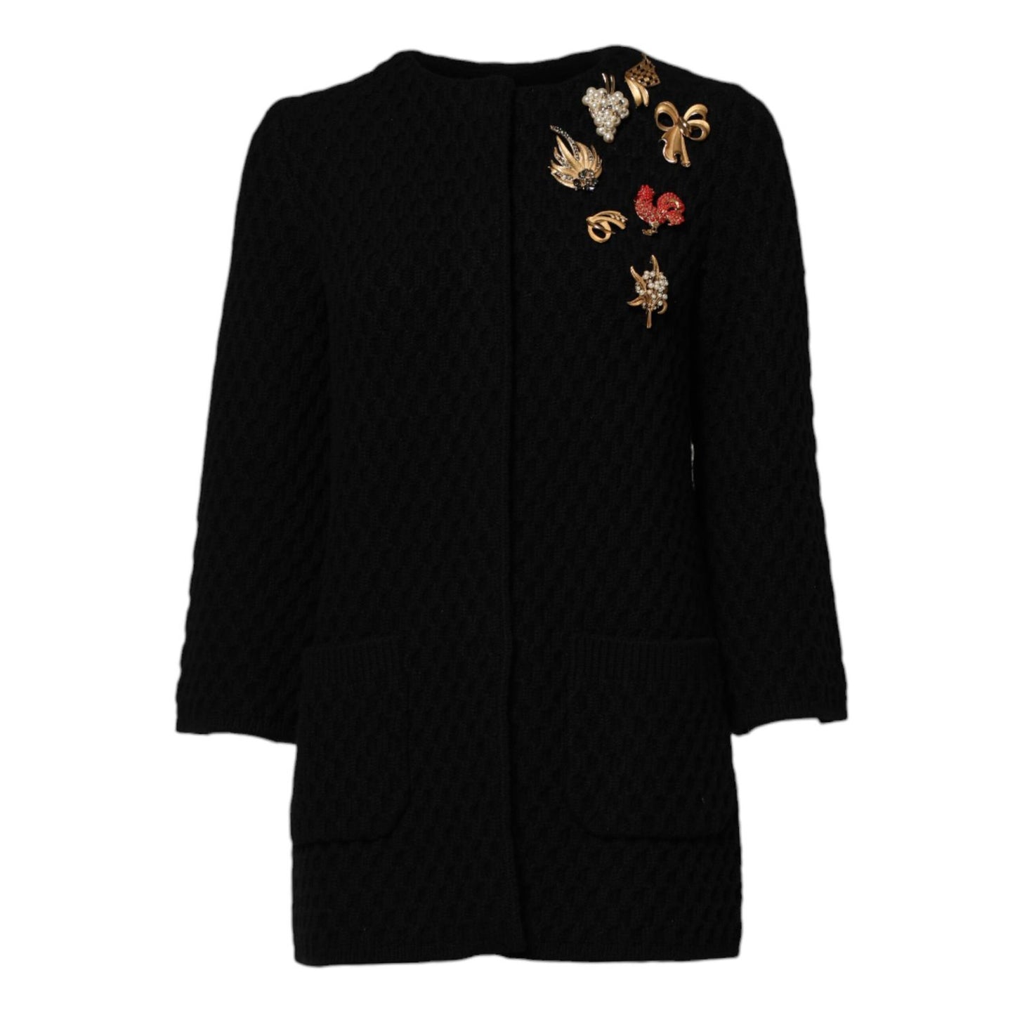 Dolce & Gabbana Black Cashmere Quilted Embellished Jacket Dolce & Gabbana