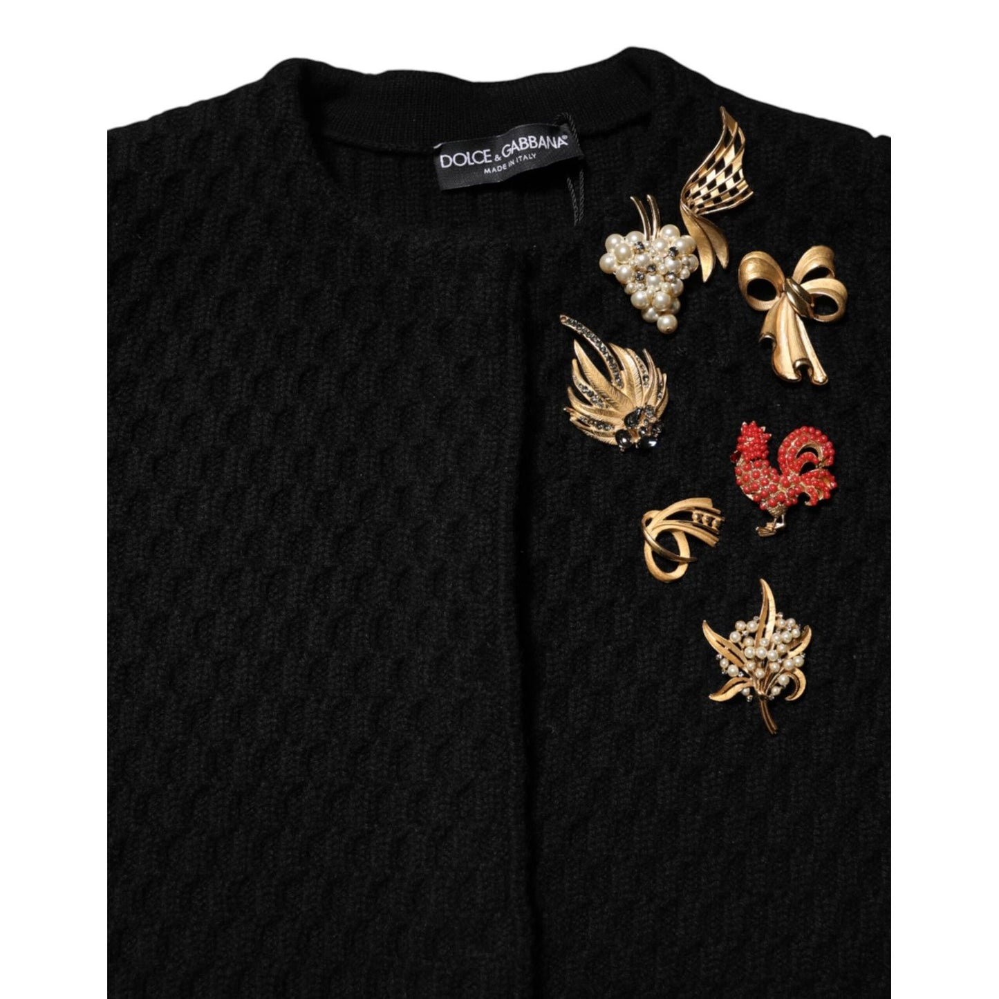 Dolce & Gabbana Black Cashmere Quilted Embellished Jacket Dolce & Gabbana