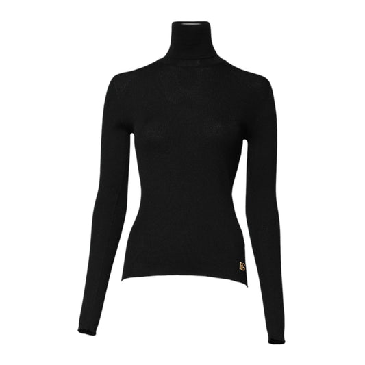 Dolce & Gabbana Black Cashmere Turtleneck Knitted Blouse Top Dolce & Gabbana