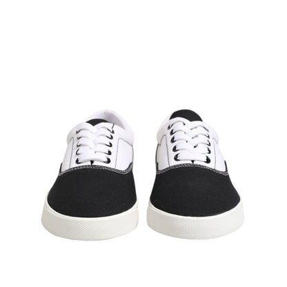 Dolce & Gabbana Black Cotton Canvas Lace Up Men Sneakers Shoes Dolce & Gabbana