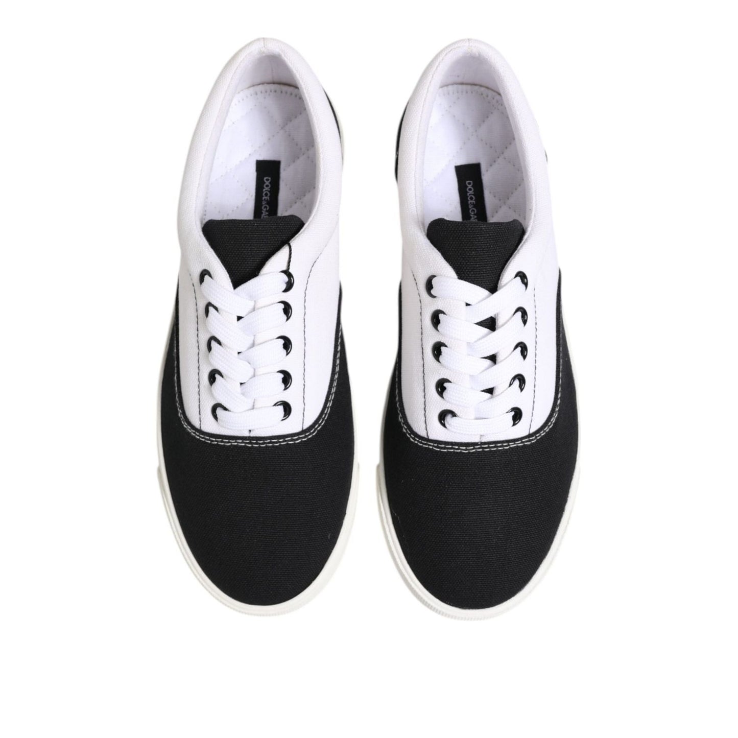 Dolce & Gabbana Black Cotton Canvas Lace Up Men Sneakers Shoes Dolce & Gabbana