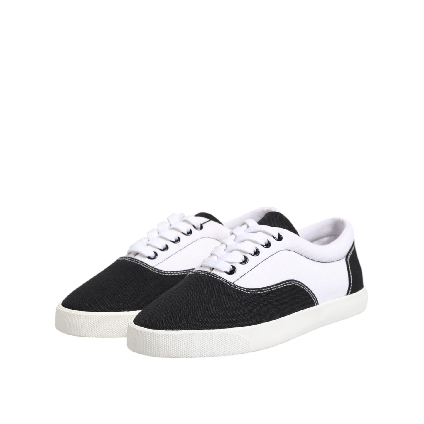 Dolce & Gabbana Black Cotton Canvas Lace Up Men Sneakers Shoes Dolce & Gabbana