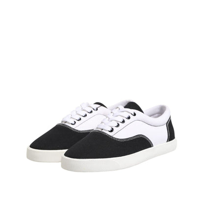 Dolce & Gabbana Black Cotton Canvas Lace Up Men Sneakers Shoes Dolce & Gabbana