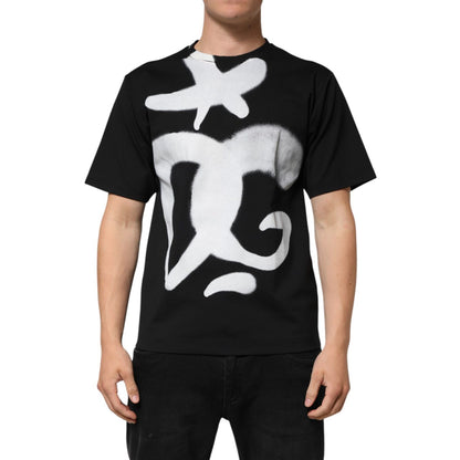 Dolce & Gabbana Black Cotton DG Logo Graffiti Short Sleeve T-shirt