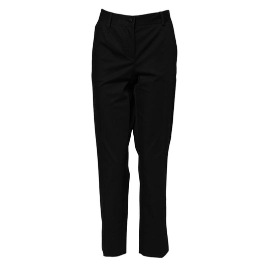 Dolce & Gabbana Black Cotton High Waist Formal Pants Dolce & Gabbana